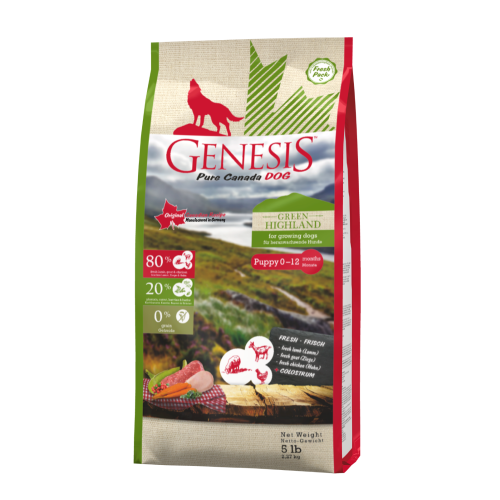 Genesis Hundefutter Pure Canada Dog - Green Highland Puppy 2,268 kg - für heranwachsende Hunde