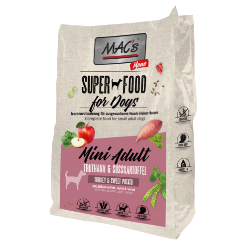 MACs Superfood for Dogs - Mini Adult - Frischer Truthahn & Süßkartoffel