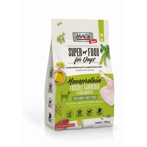 MACs Superfood for Dogs - Monoprotein - Frisches Kaninchen & Süßkartoffel