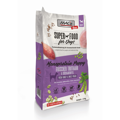 MACs Superfood for Dogs - Monoprotein Puppy - Frischer Truthahn & Süßkartoffel 3 kg