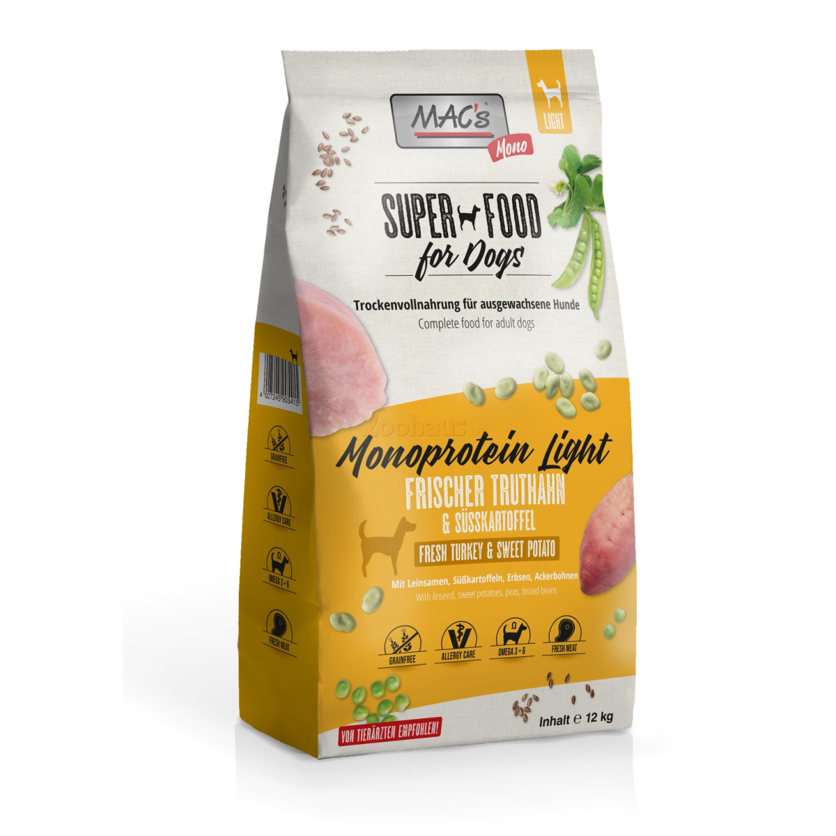 MACs Superfood for Dogs Monoprotein Frischer Truthahn & Süßkartof