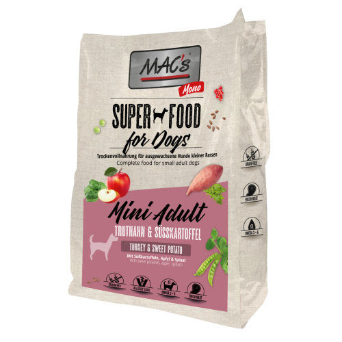 MACs Superfood for Dogs - Mini Adult - Frischer Truthahn & Süßkartoffel 750 g