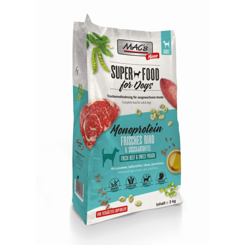 MACs Superfood for Dogs - Monoprotein - Frisches Rind & Süßkartoffel 3 kg