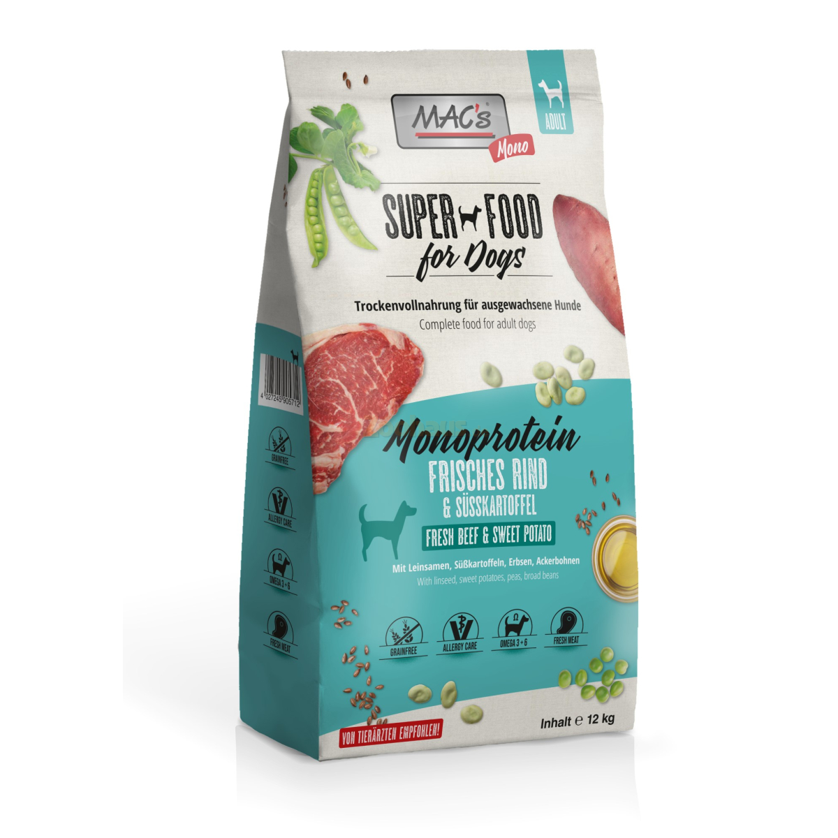 MACs Superfood for Dogs - Monoprotein - Frisches Rind &amp; Süßkartoffel