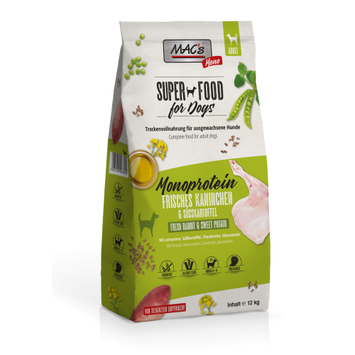 MACs Superfood for Dogs - Monoprotein - Frisches Kaninchen & Süßkartoffel 12 kg