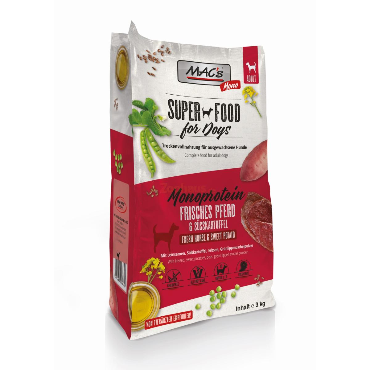 MACs Superfood for Dogs Monoprotein Frisches Pferd & Süßkartoffel