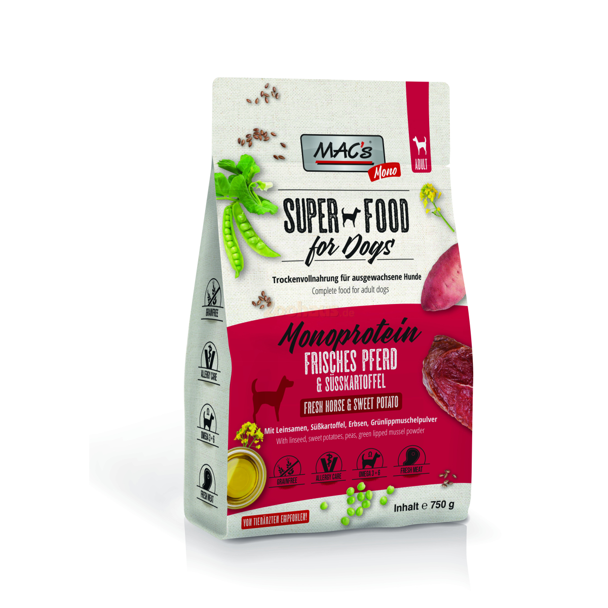 MACs Superfood for Dogs Monoprotein Frisches Pferd & Süßkartoffel